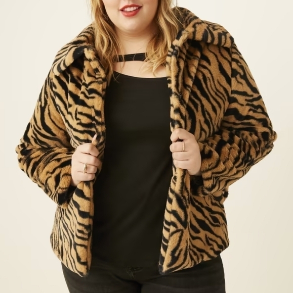 East Adeline Meg Faux-Fur Zebra-Print Jacket - Picture 1 of 9